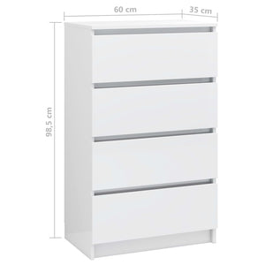 Credenza Bianco Lucido 60x35x98,5 cm in Legno Compensato cod mxl 13261