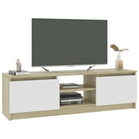 Mobile TV Bianco e Rovere Sonoma 120x30x35,5 cm in Truciolato cod mxl 63462