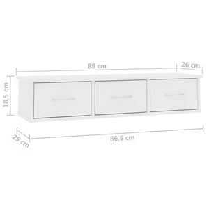 Scaffale con Cassetti a Parete Bianco 88x26x18,5 cm Truciolato cod mxl 33722