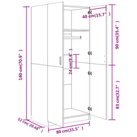 Armadio Grigio Cemento 80x52x180 cm in Legno Multistrato 800625