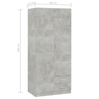 Armadio Grigio Cemento 80x52x180 cm in Legno Multistrato 800643