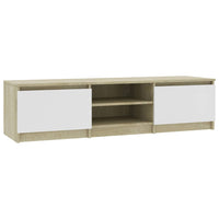 Mobile TV Bianco Rovere Sonoma 140x40x35,5 cm Legno Multistrato 800653