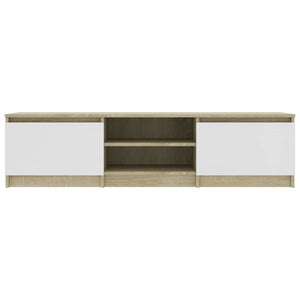 Mobile TV Bianco Rovere Sonoma 140x40x35,5 cm Legno Multistrato 800653