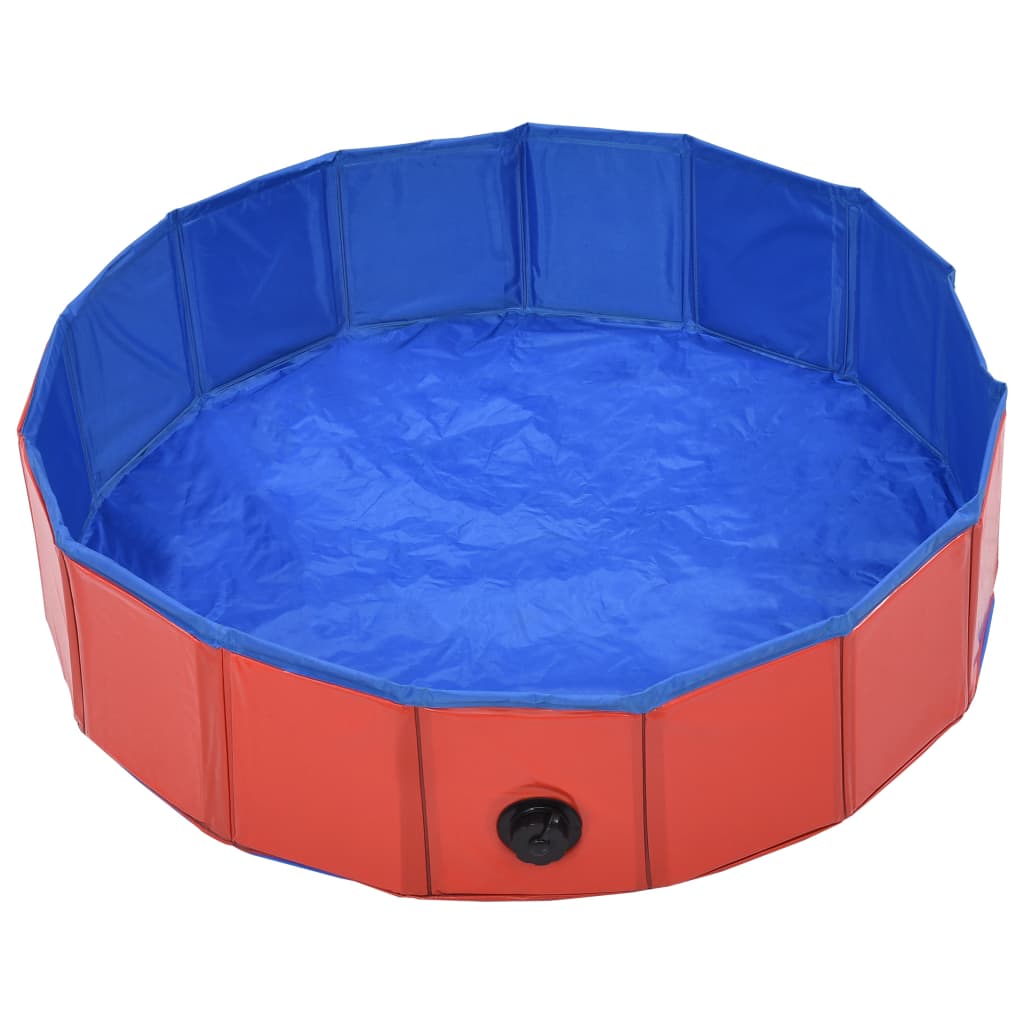 Piscina per Cani Pieghevole Rossa 80x20 cm in PVC