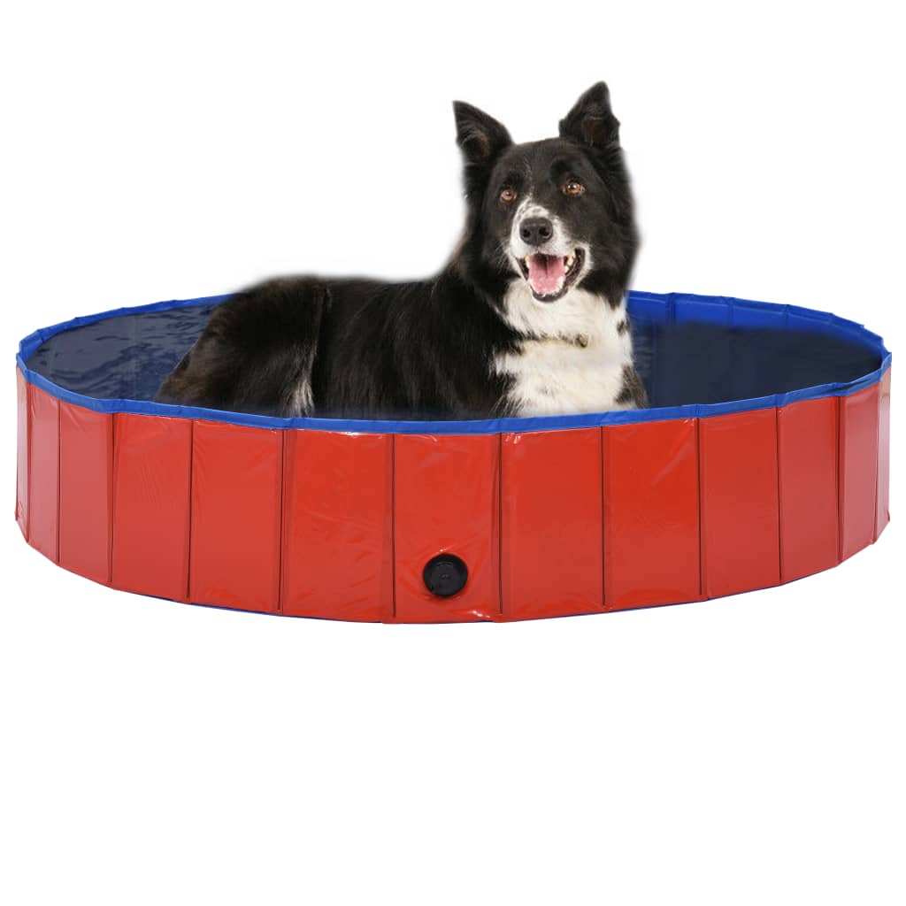 Piscina per Cani Pieghevole Rossa 160x30 cm in PVC