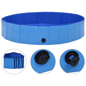 Piscina per Cani Pieghevole Blu 160x30 cm in PVC