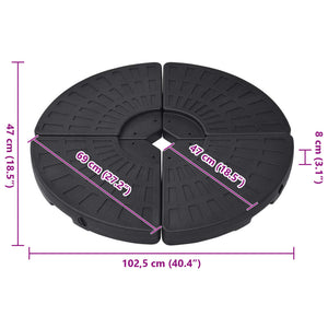 Base per Ombrellone a Forma di Ventaglio 4 pz Nero