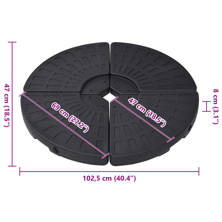 Base per Ombrellone a Forma di Ventaglio 4 pz Nero