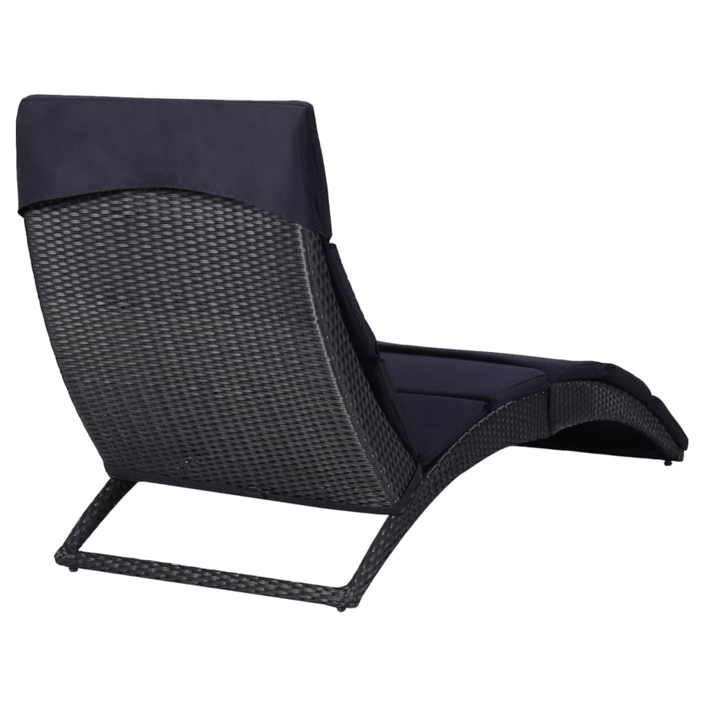 Lettino Prendisole con Cuscino in Polyrattan Nero cod mxl 27047