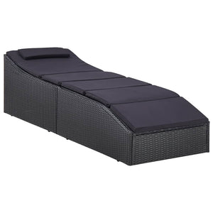 Lettino Prendisole con Cuscino in Polyrattan Nero cod mxl 25277