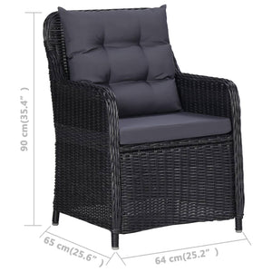 Sedie da Giardino 2 pz con Cuscini in Polyrattan Nere cod mxl 22558