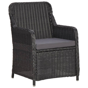 Set Bistrot da Giardino 3 pz con Cuscini in Polyrattan Nero 46549