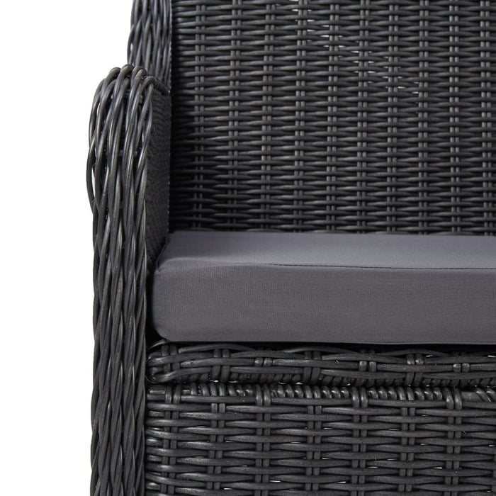 Set Bistrot da Giardino 3 pz con Cuscini in Polyrattan Nero 46549