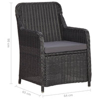 Set Bistrot da Giardino 3 pz con Cuscini in Polyrattan Nero 46549