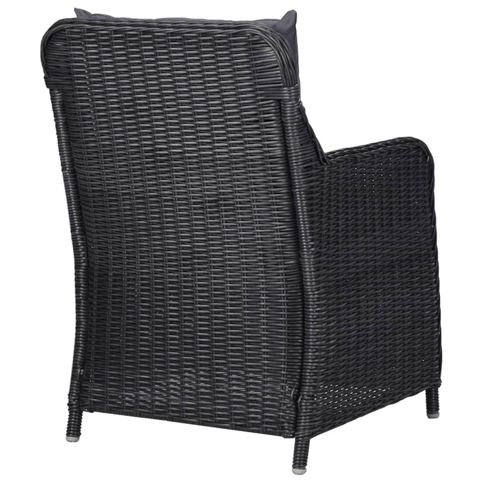 Sedie da Giardino 2 pz con Tavolino da Tè in Polyrattan Nero