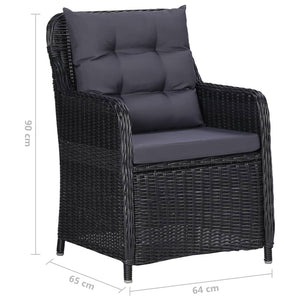 Sedie da Giardino 2 pz con Tavolino da Tè in Polyrattan Nero