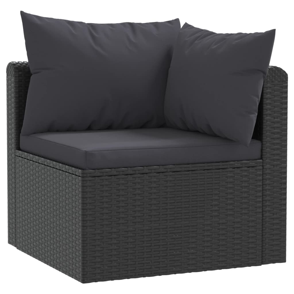 Set Divani da Giardino 7 pz con Cuscini in Polyrattan Nero cod mxl 61200