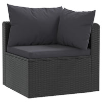 Set Divani da Giardino 7 pz con Cuscini in Polyrattan Nero 46553