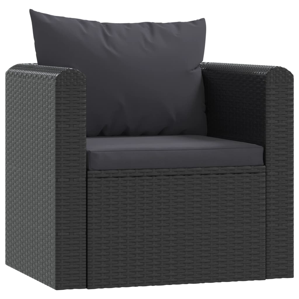 Set Divani da Giardino 7 pz con Cuscini in Polyrattan Nero cod mxl 61200