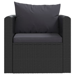 Set Divani da Giardino 7 pz con Cuscini in Polyrattan Nero cod mxl 61200