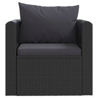 Set Divani da Giardino 7 pz con Cuscini in Polyrattan Nero 46553