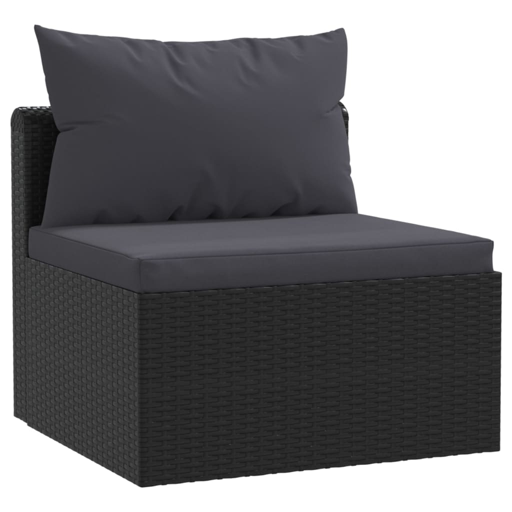 Set Divani da Giardino 7 pz con Cuscini in Polyrattan Nero cod mxl 61200