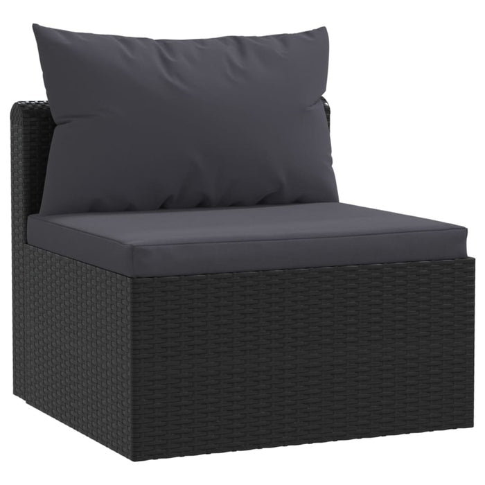 Set Divani da Giardino 7 pz con Cuscini in Polyrattan Nero 46553