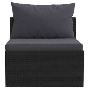 Set Divani da Giardino 7 pz con Cuscini in Polyrattan Nero cod mxl 61200