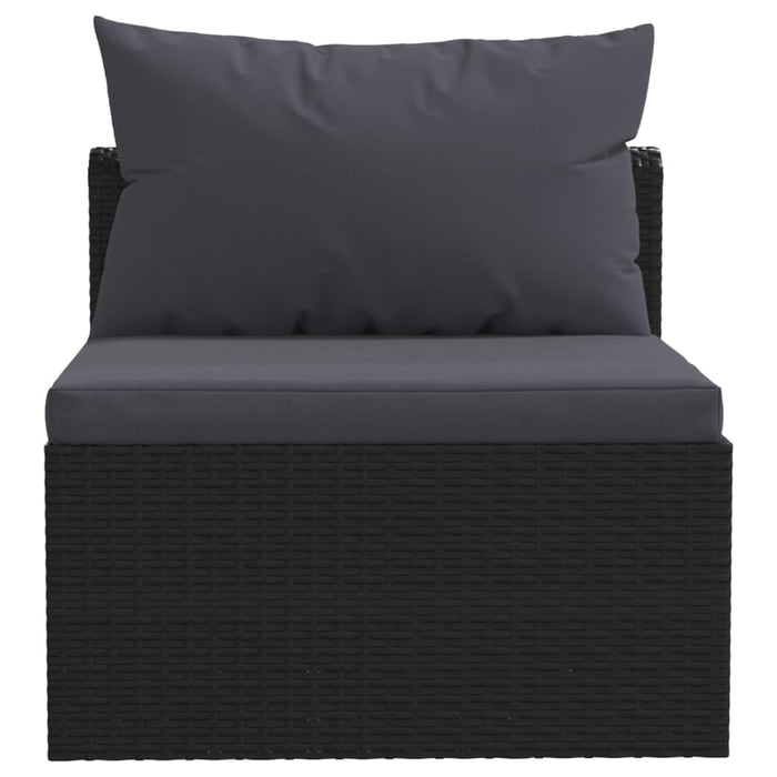 Set Divani da Giardino 7 pz con Cuscini in Polyrattan Nero 46553