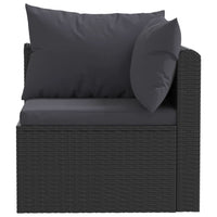 Set Divani da Giardino 5 pz con Cuscini in Polyrattan Nero 46554