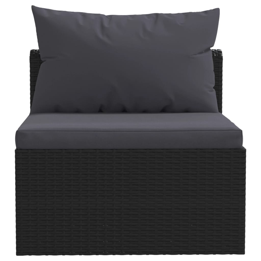 Set Divani da Giardino 5 pz con Cuscini in Polyrattan Nero 46554