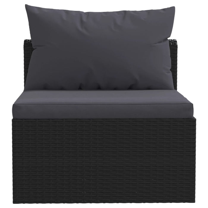 Set Divani da Giardino 5 pz con Cuscini in Polyrattan Nero 46554