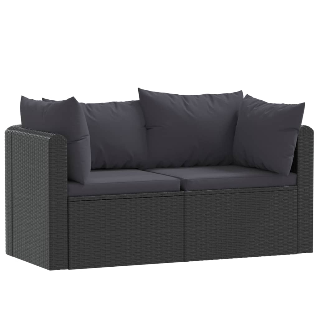 Set Divani da Giardino 2 pz con Cuscini in Polyrattan Nero 46556