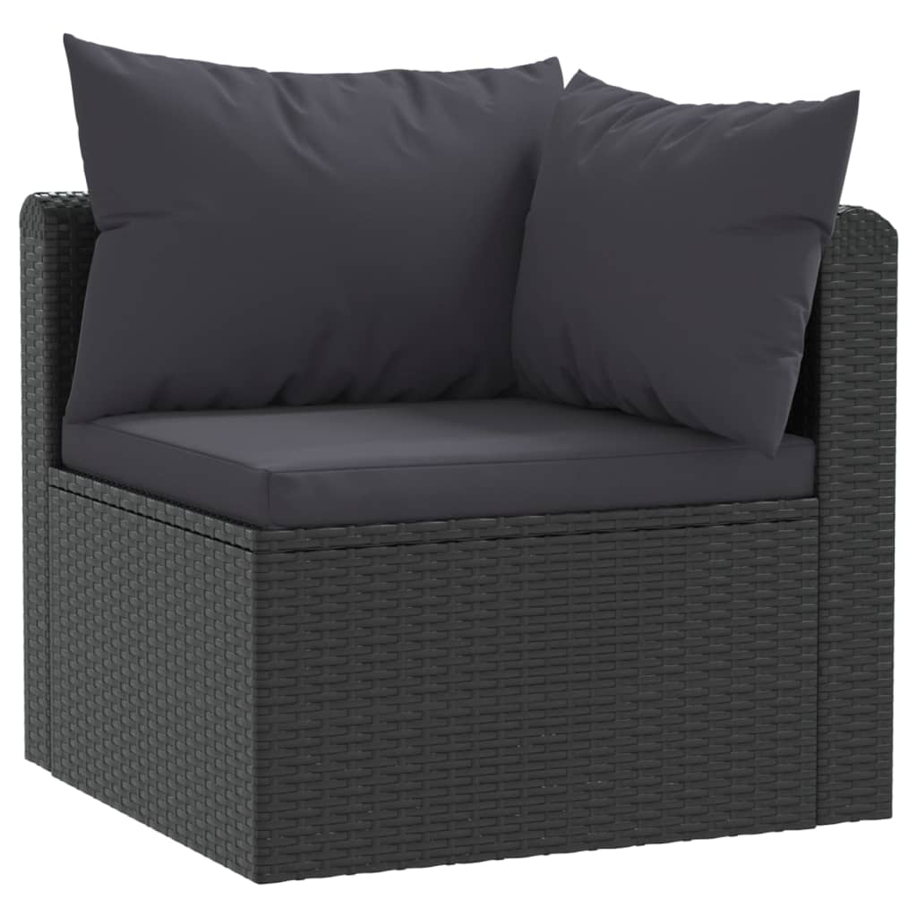 Set Divani da Giardino 2 pz con Cuscini in Polyrattan Nero 46556