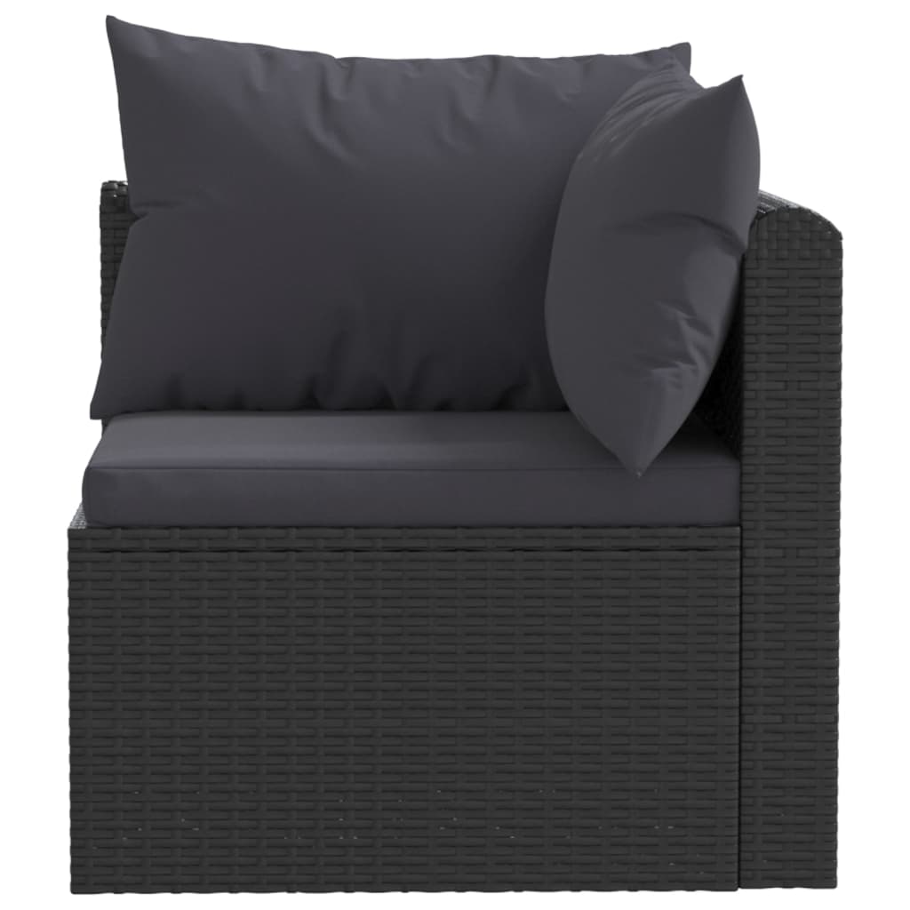 Set Divani da Giardino 2 pz con Cuscini in Polyrattan Nero 46556