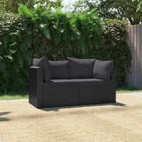 Set Divani da Giardino 2 pz con Cuscini in Polyrattan Nero 46556