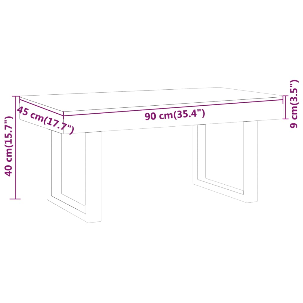 Tavolino Salotto Marrone Scuro e Nero 90x45x40cm in MDF e Ferro cod mxl 11806