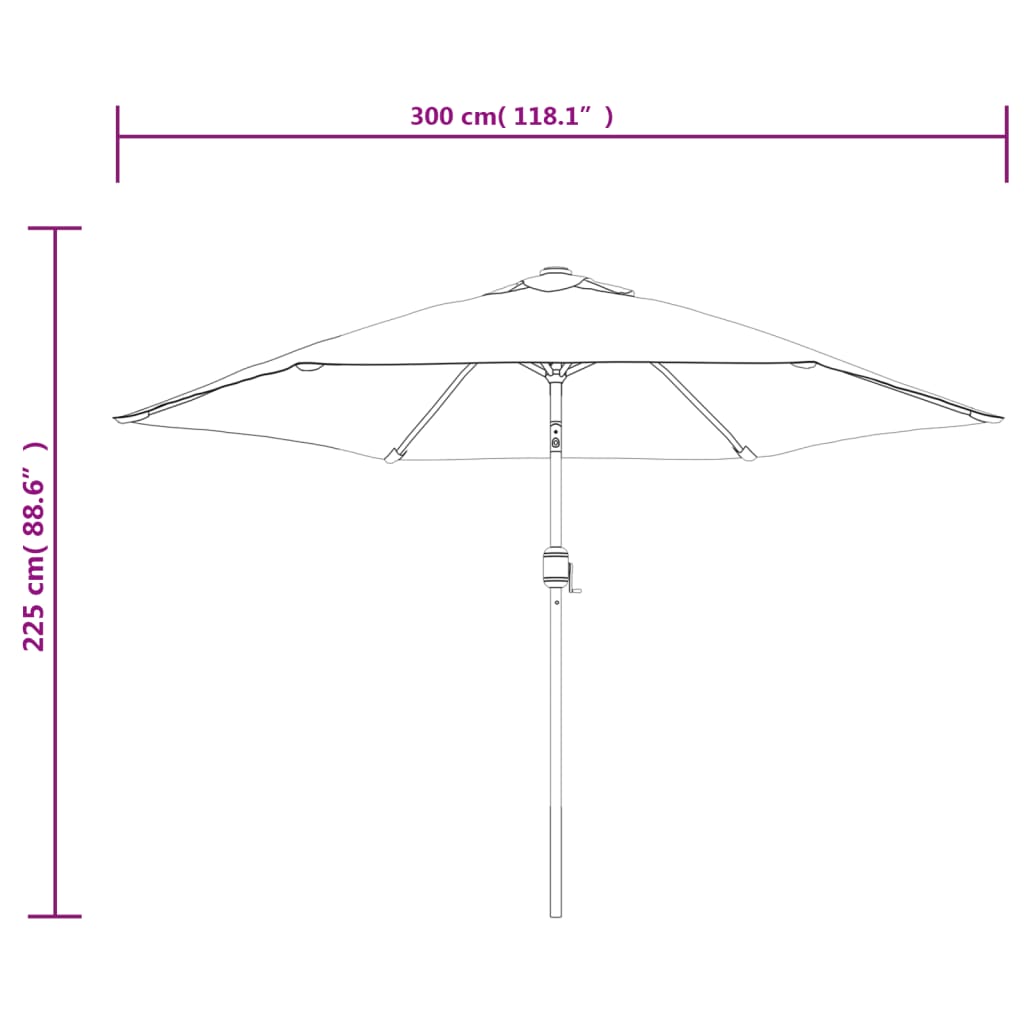 Ombrellone da Esterni con LED e Palo in Acciaio 300 cm Azzurro cod mxl 21052