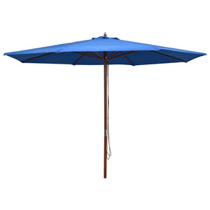 Ombrellone da Esterni con Palo in Legno 350 cm Blu