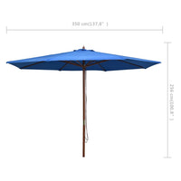 Ombrellone da Esterni con Palo in Legno 350 cm Blu