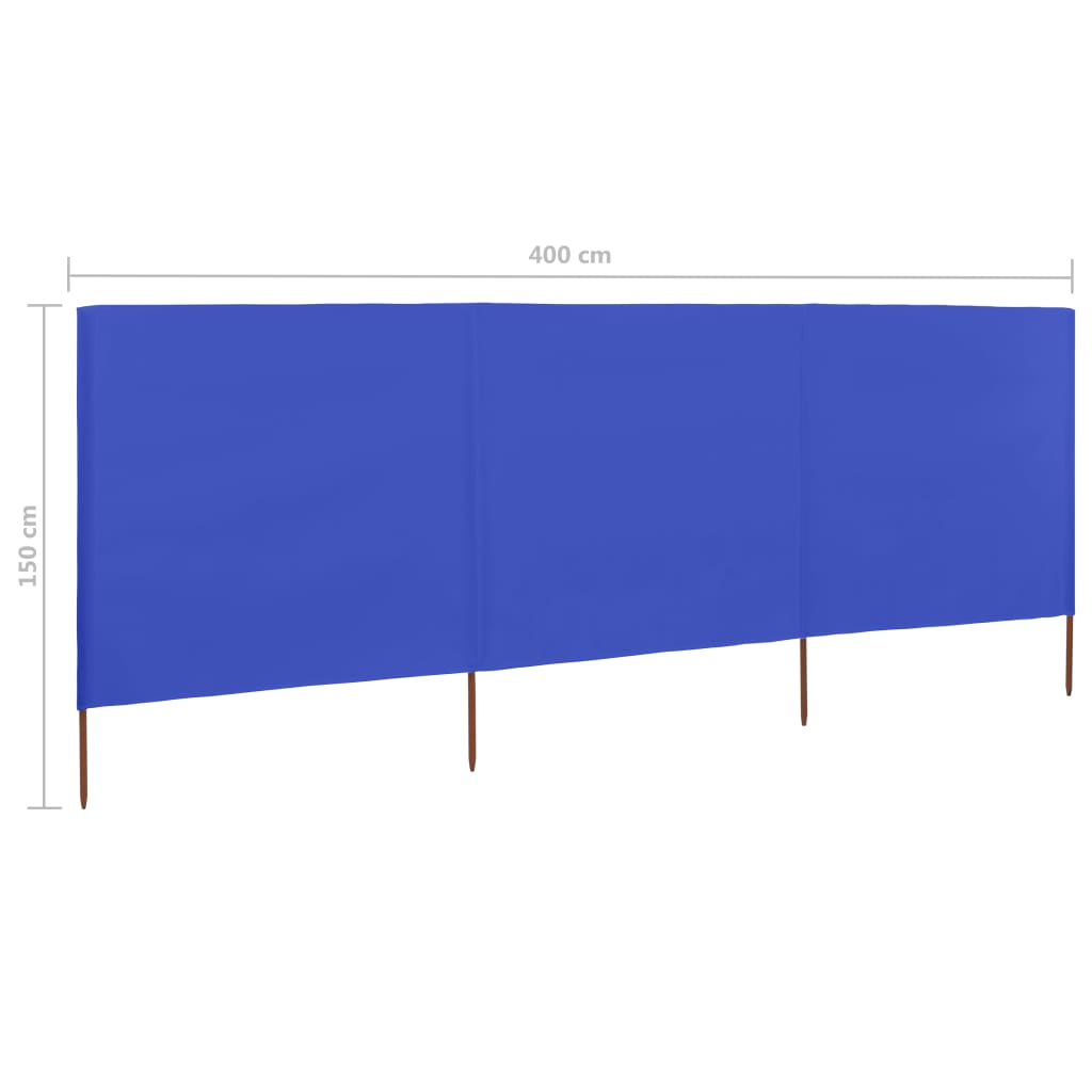 Paravento a 3 Pannelli in Tessuto 400x120 cm Azzurro cod mxl 9454