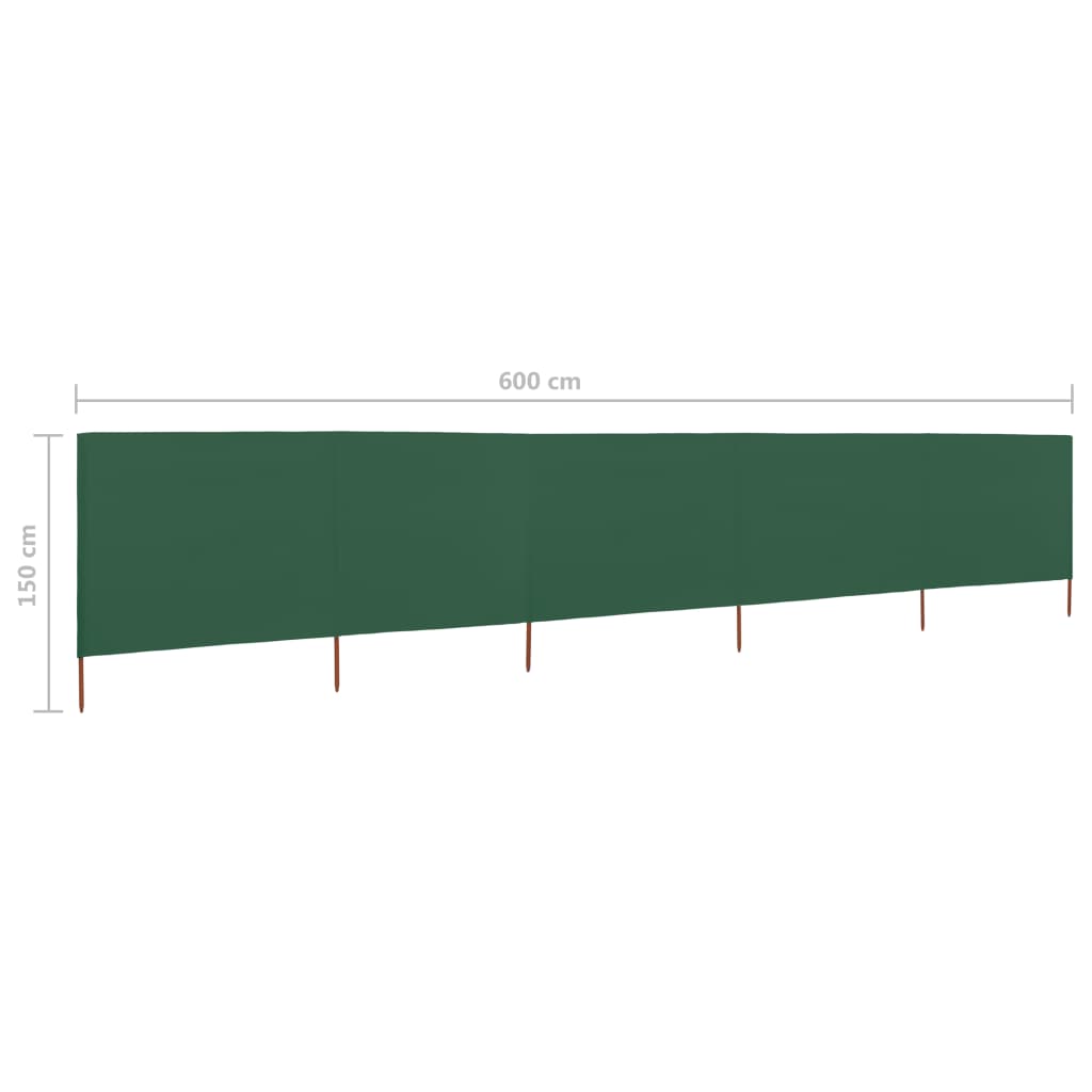 Paravento a 5 Pannelli in Tessuto 600x120 cm Verde cod mxl 17239