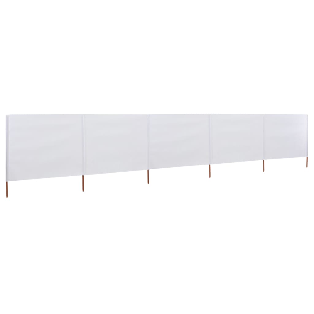 Paravento a 5 Pannelli in Tessuto 600x160 cm Bianco Sabbia cod mxl 54571