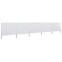 Paravento a 5 Pannelli in Tessuto 600x160 cm Bianco Sabbia cod mxl 54571