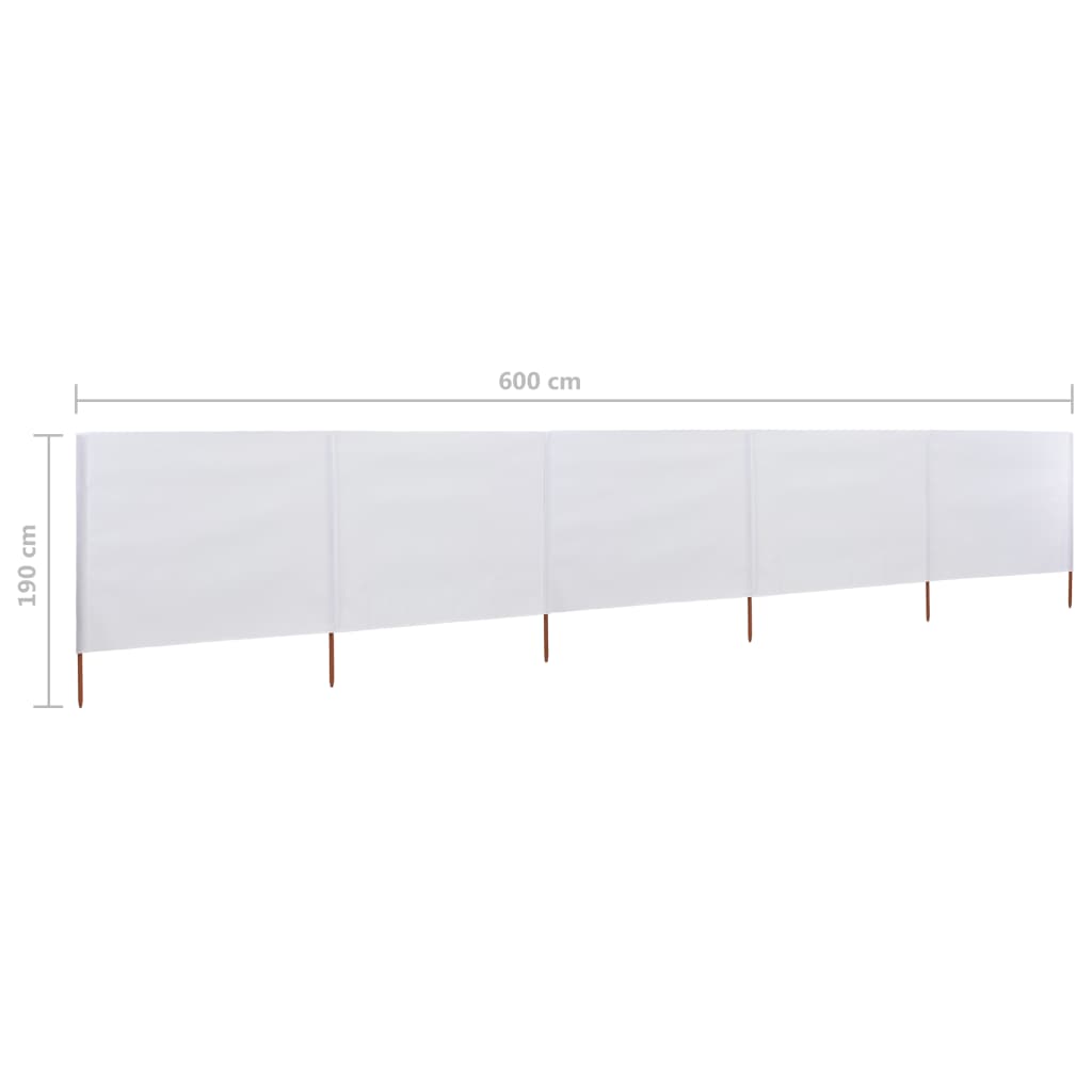 Paravento a 5 Pannelli in Tessuto 600x160 cm Bianco Sabbia cod mxl 54571