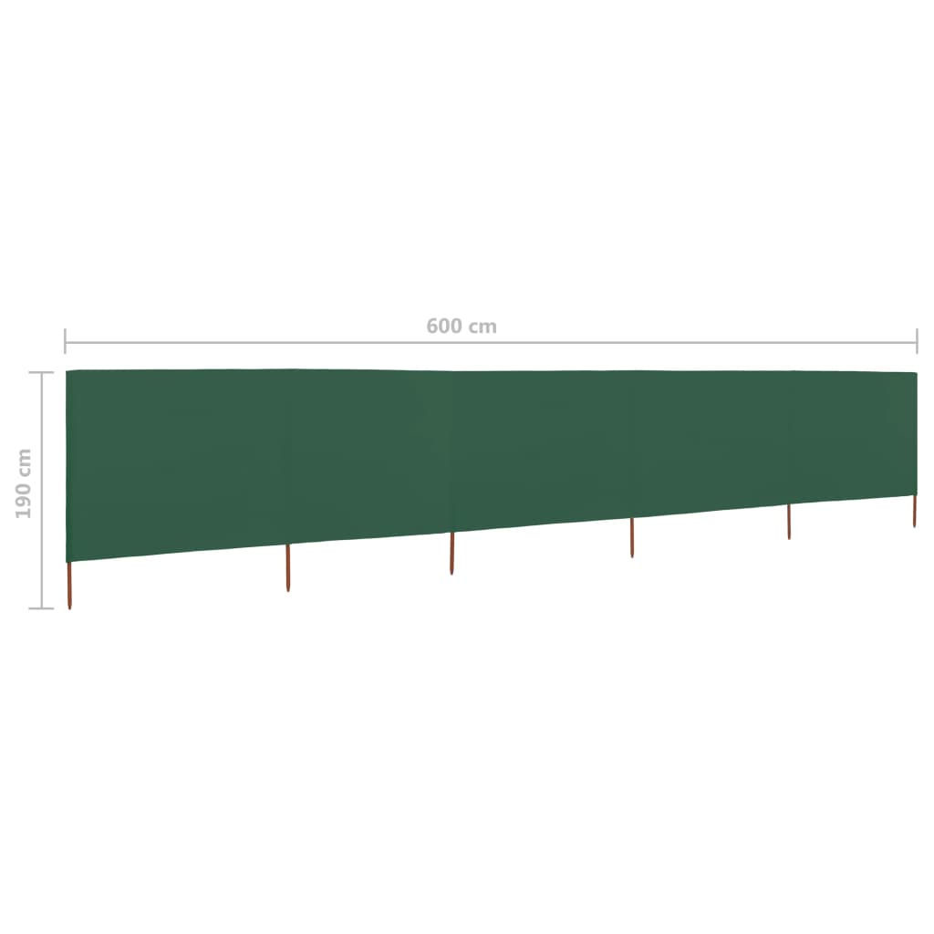 Paravento a 5 Pannelli in Tessuto 600x160 cm Verde 47167