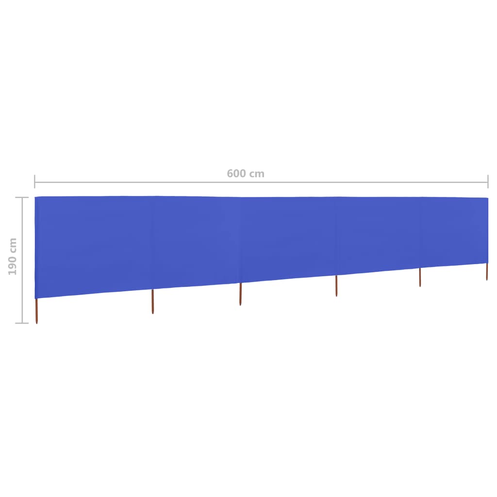 Paravento a 5 Pannelli in Tessuto 600x160 cm Azzurro cod mxl 54561