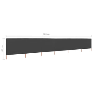 Paravento a 6 Pannelli in Tessuto 800x120 cm Antracite 47176