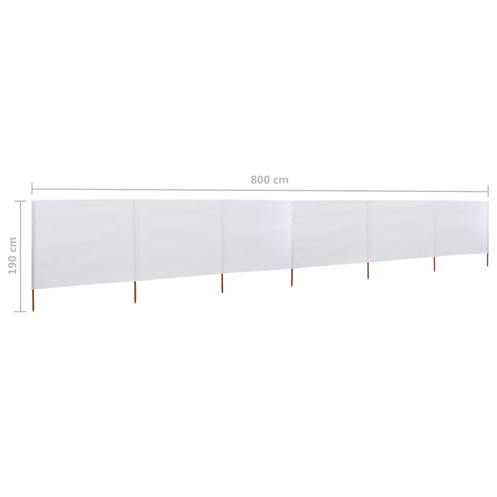 Paravento a 6 Pannelli in Tessuto 800x160 cm Bianco Sabbia cod mxl 63951