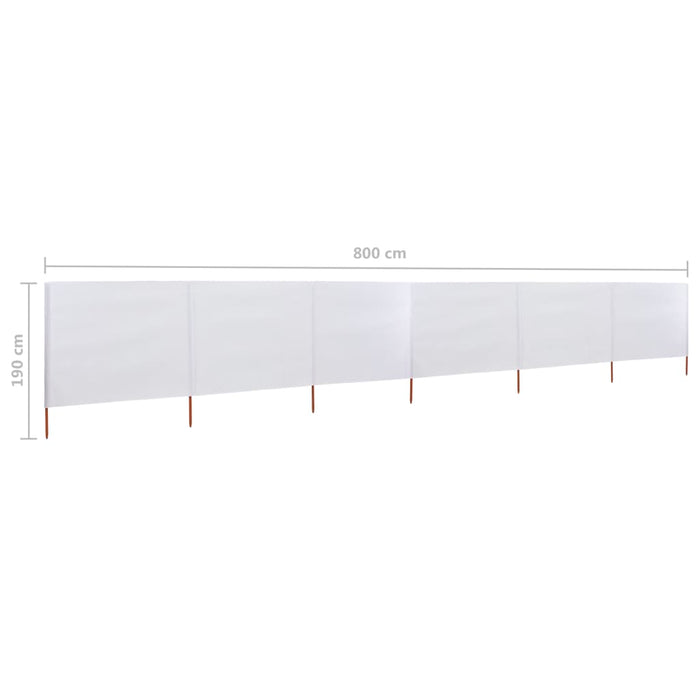 Paravento a 6 Pannelli in Tessuto 800x160 cm Bianco Sabbia cod mxl 63951